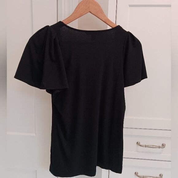 Banana Republic Flutter Sleeve Scoopneck Short Sleeved Blouse - Picture 3 of 8